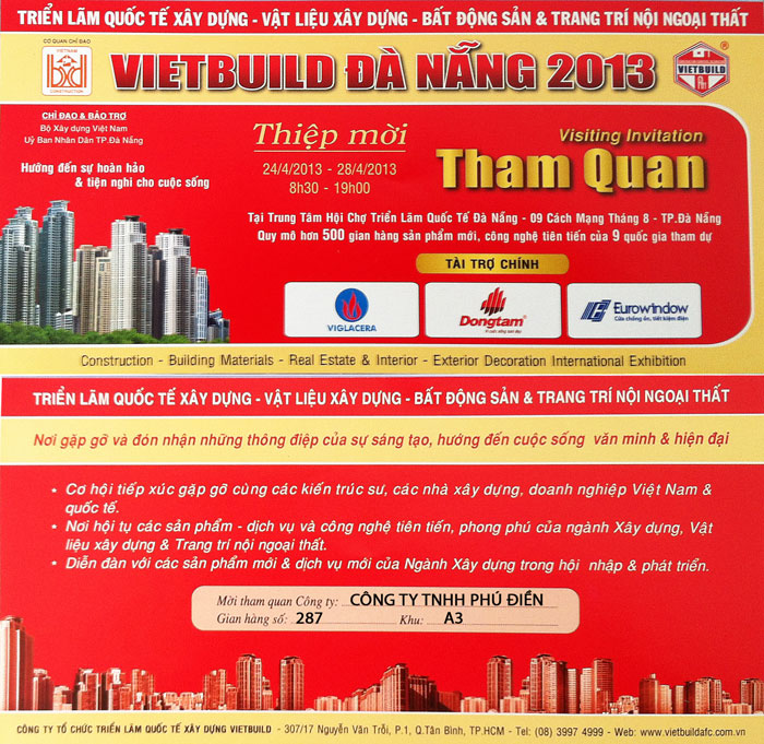Thiệp mời tham quan triễn lãm Vietbuild Đà nẵng 2013